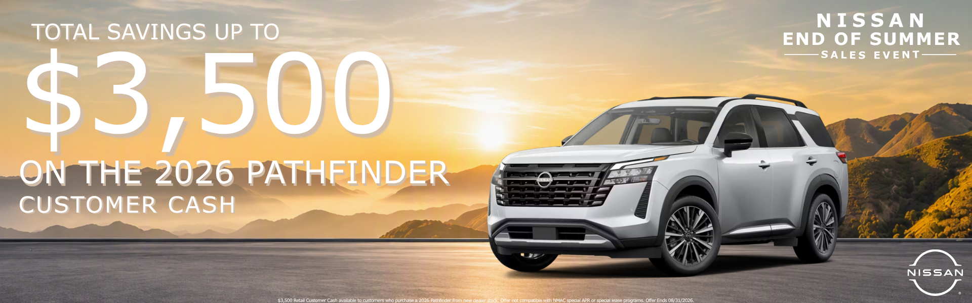 Save up to $3,500 on 2026 Pathfinder