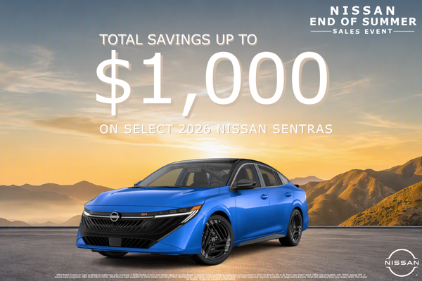 Savings up to $1,000 on Select 2026 Sentras